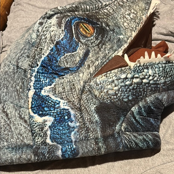 Blue and Gray Dinosaur Hat with Textured Design - Picture 1 of 3